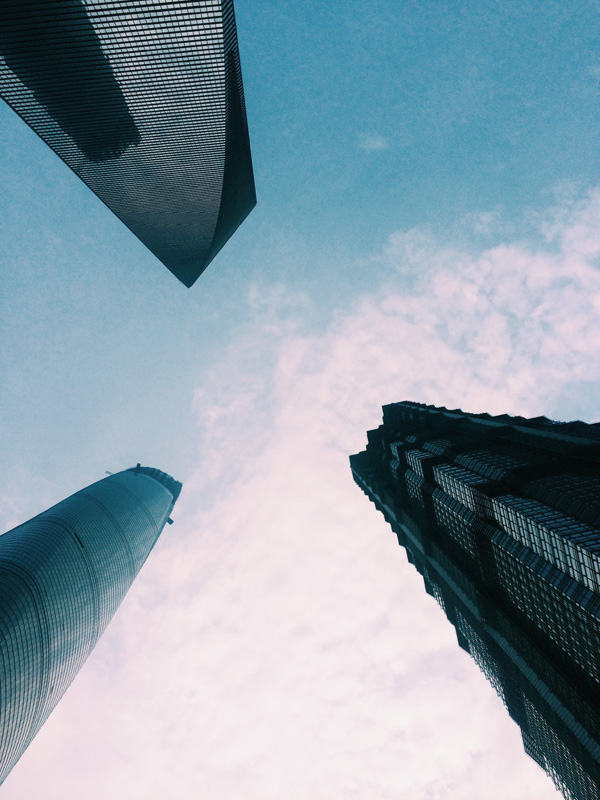 Looking up at the Financial District, Shanghai